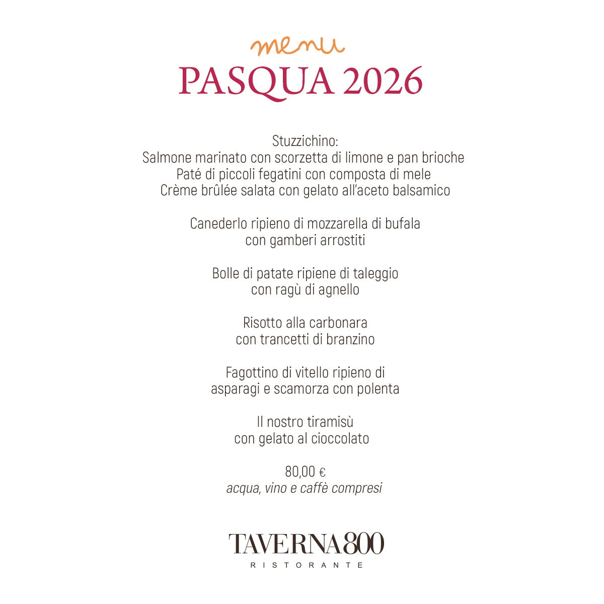 Taverna800 - Pasqua 2026